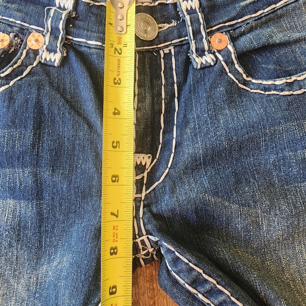 True Religion Jeans Womens 30 Blue Low Rise Flare Distressed USA Stretch Denim - Picture 16 of 16